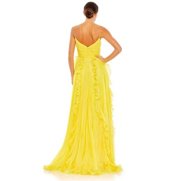 MAC DUGGAL Ruffle Chiffon Gown in Sunshine Size US 6 - Picture 2 of 11